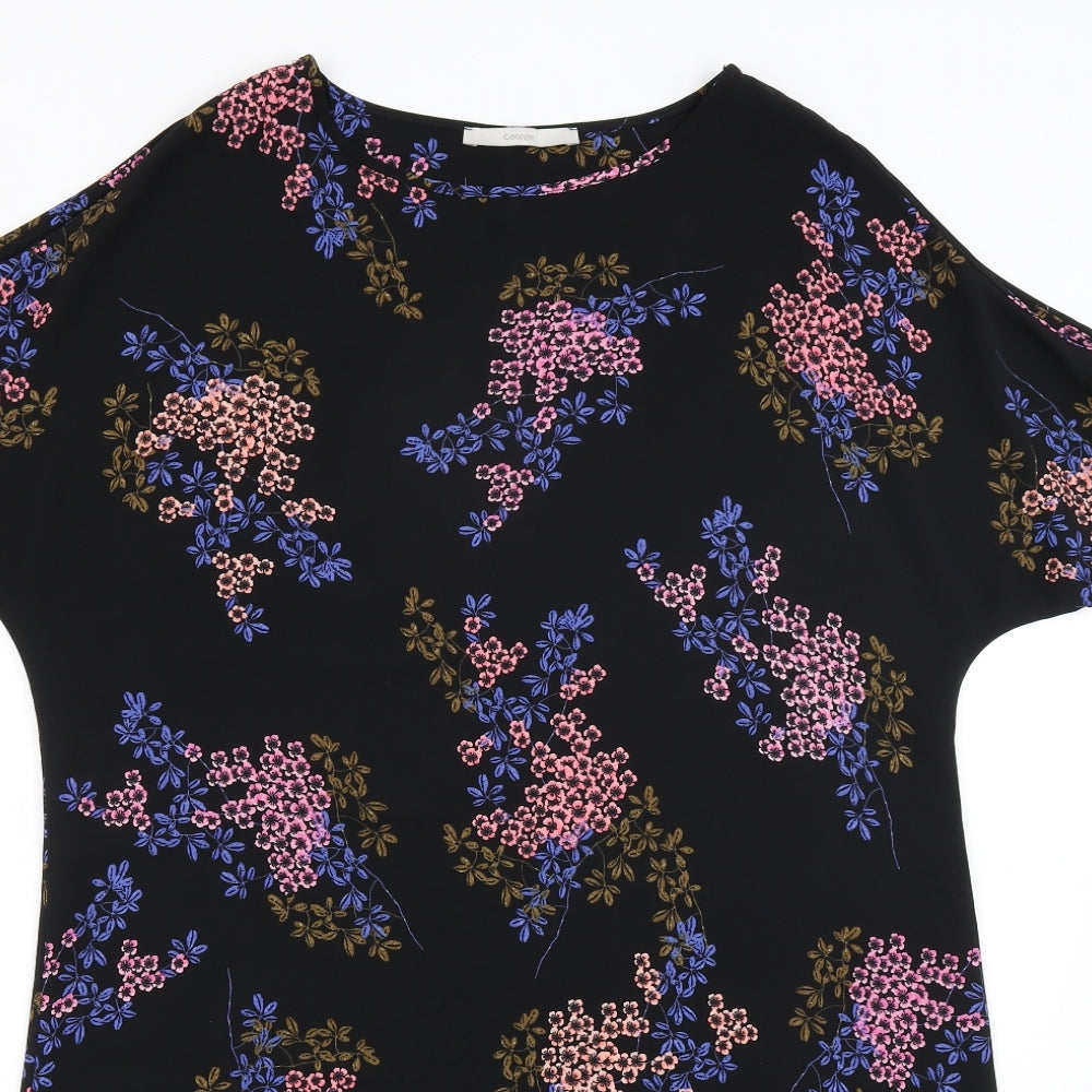 George Womens Black Floral  T-Shirt Dress  Size 14
