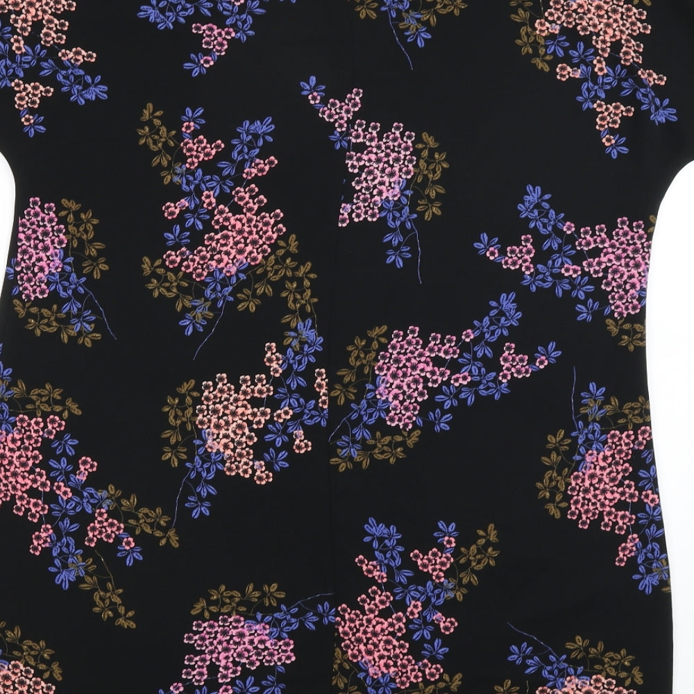 George Womens Black Floral  T-Shirt Dress  Size 14