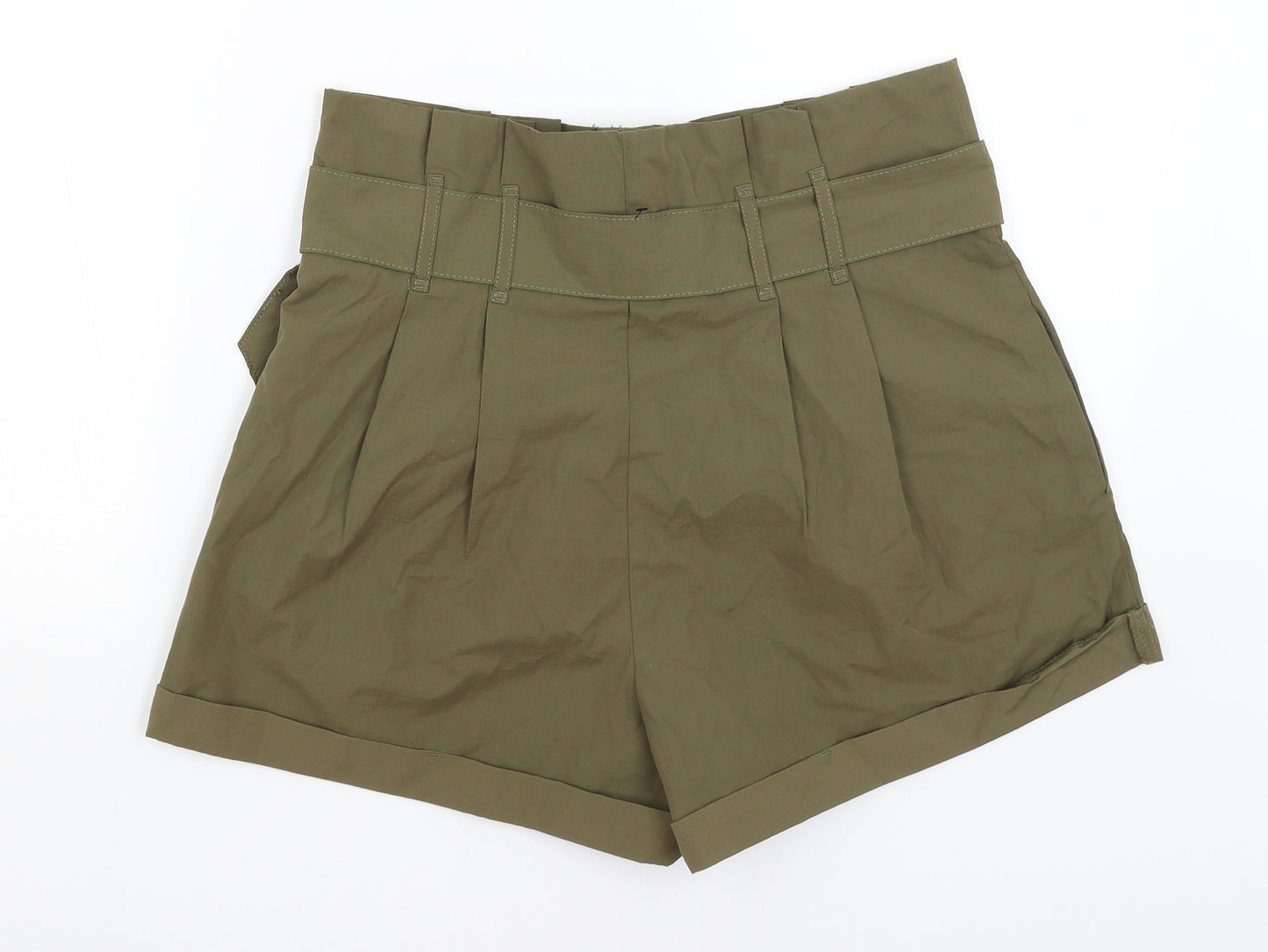 Primark Womens Green   Paperbag Shorts Size 14