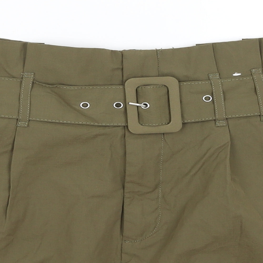 Primark Womens Green   Paperbag Shorts Size 14