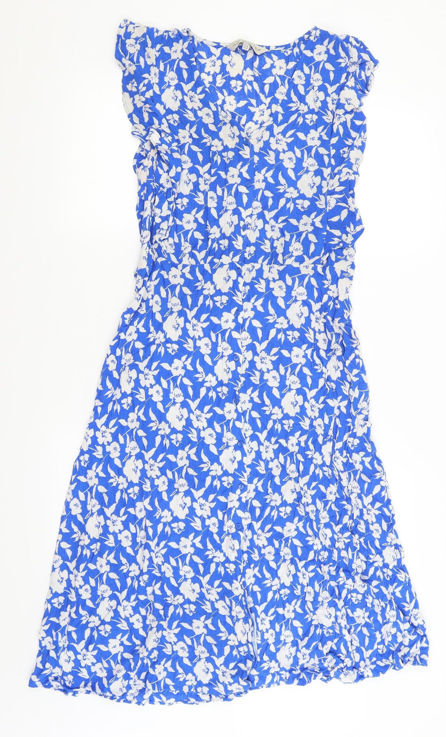 F&F Womens Blue Floral  Shirt Dress  Size 14