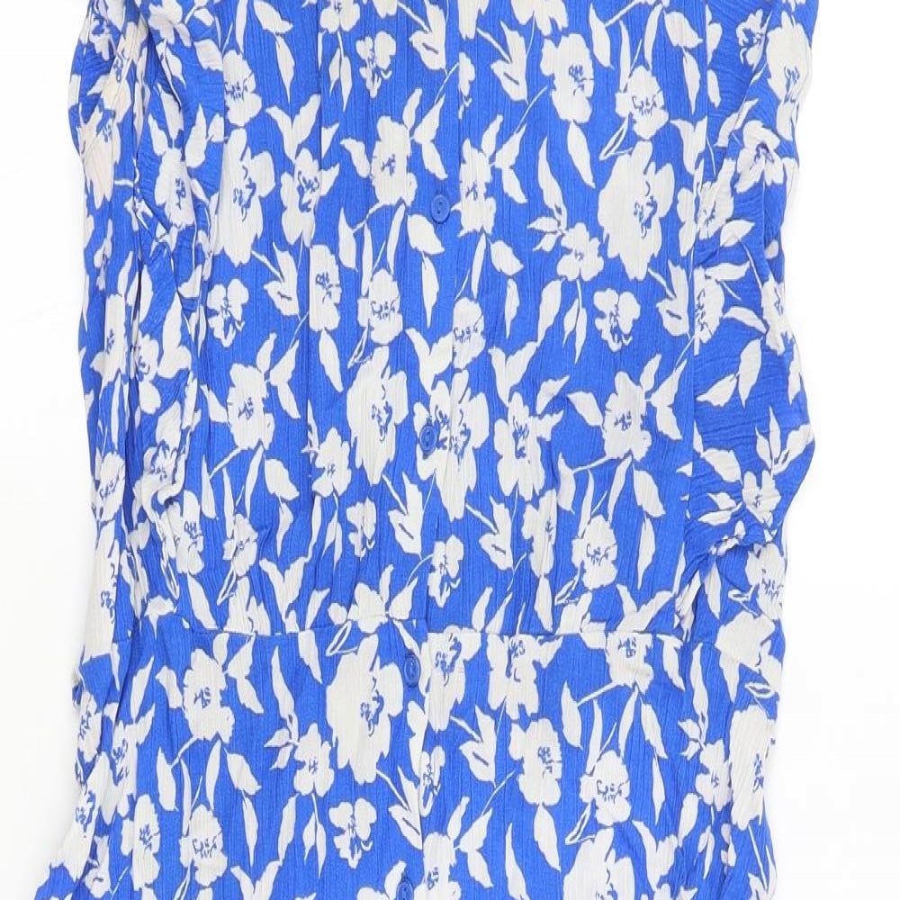F&F Womens Blue Floral  Shirt Dress  Size 14