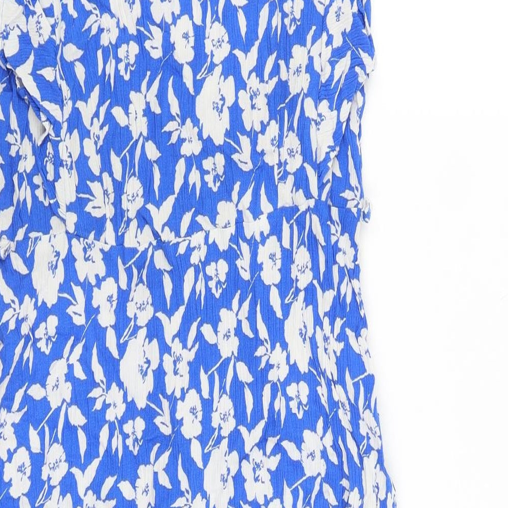 F&F Womens Blue Floral  Shirt Dress  Size 14