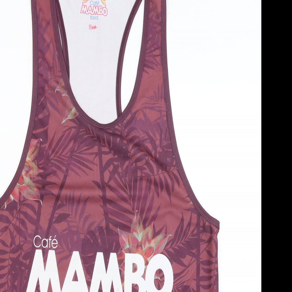 Sik Silk Mens Red Floral   T-Shirt Size L  - Cafe Mambo Ibiza