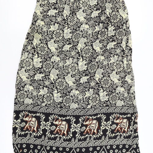 Preworn Womens Black Paisley  A-Line  Size M