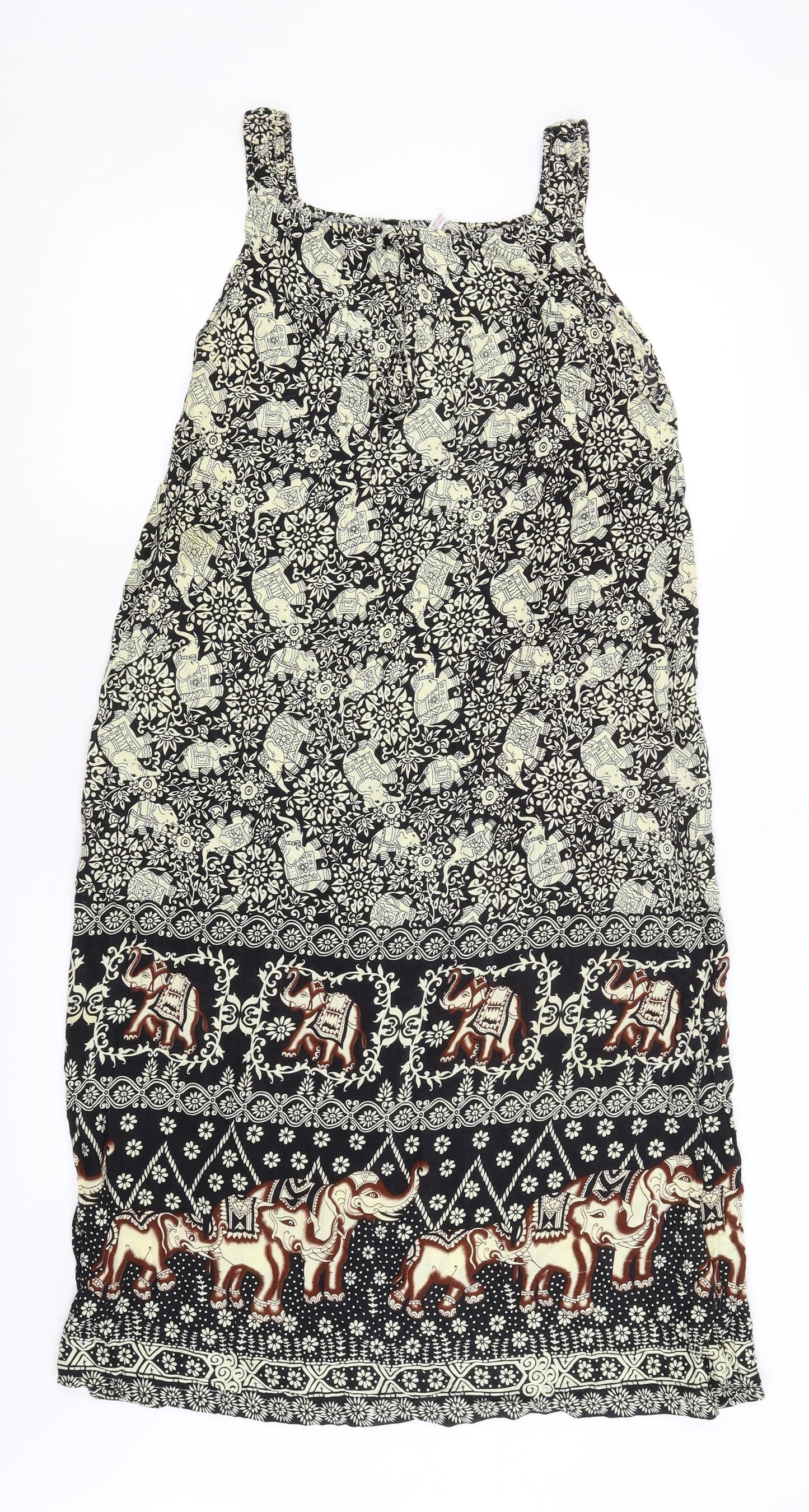 Preworn Womens Black Paisley  A-Line  Size M