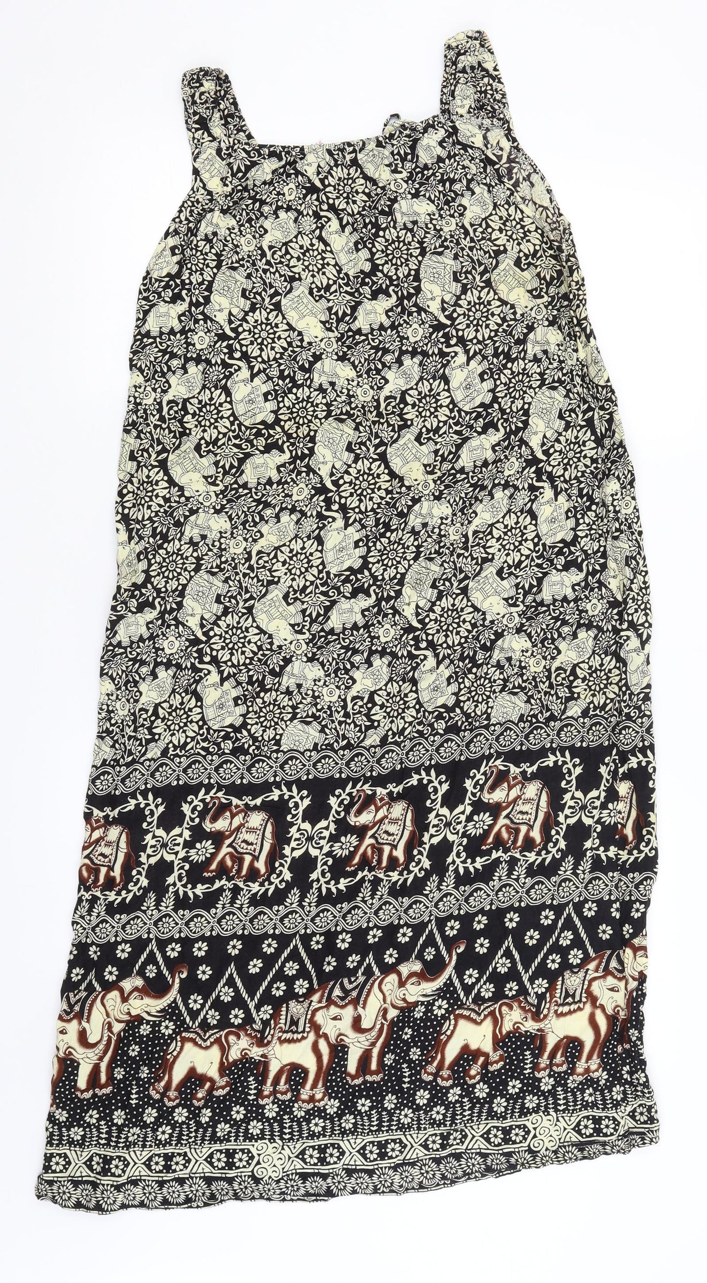 Preworn Womens Black Paisley  A-Line  Size M