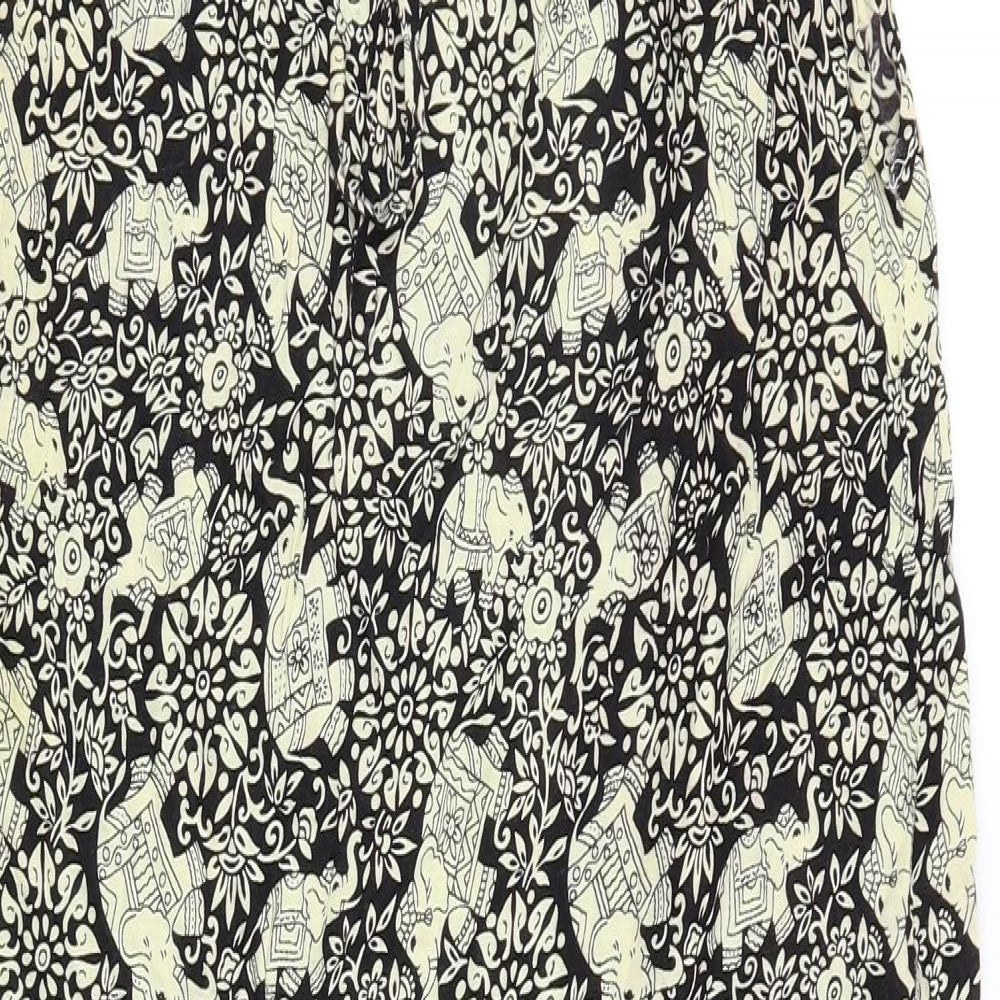 Preworn Womens Black Paisley  A-Line  Size M