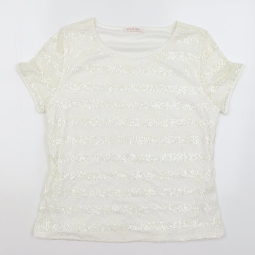 Anna Rose Womens White   Basic T-Shirt Size XL