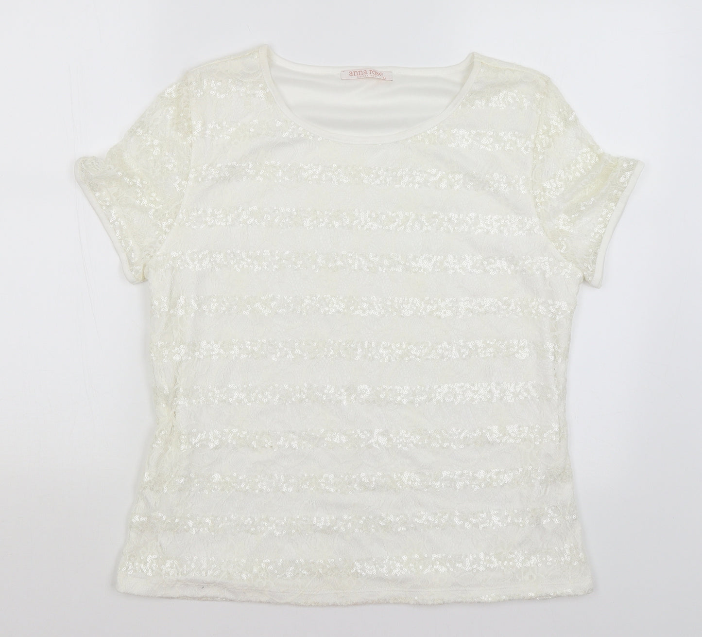 Anna Rose Womens White   Basic T-Shirt Size XL