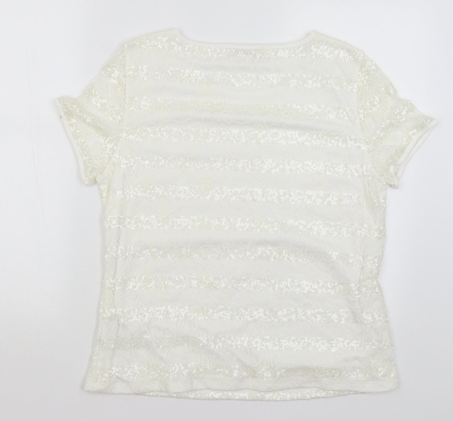 Anna Rose Womens White   Basic T-Shirt Size XL