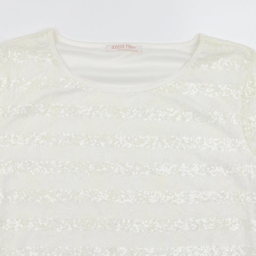 Anna Rose Womens White   Basic T-Shirt Size XL