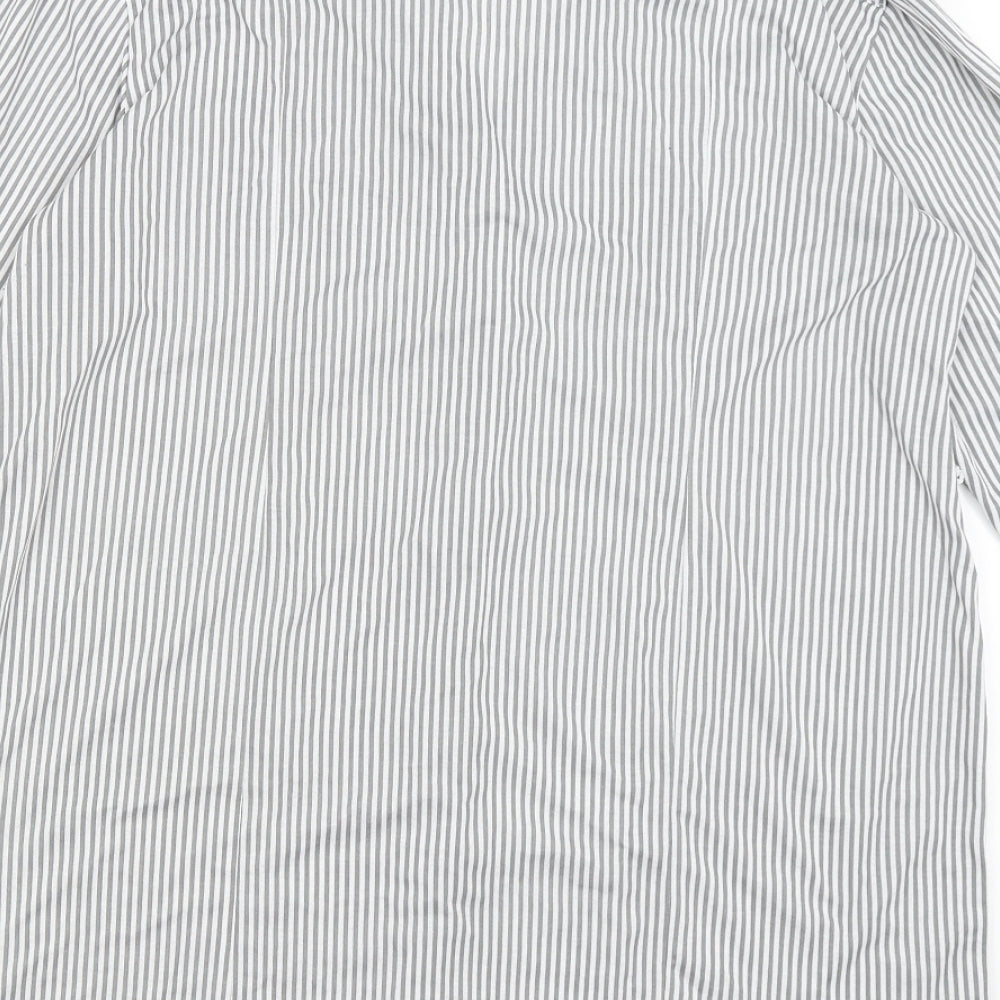 Passport Womens Grey Striped  Basic Button-Up Size XL