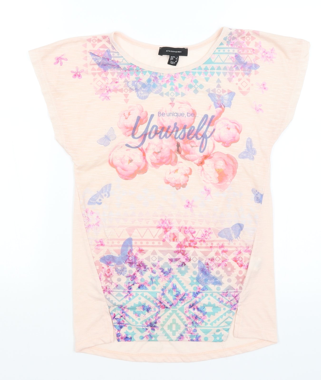 Atmosphere Womens Pink   Basic T-Shirt Size 6  - Be Unique Be Yourself