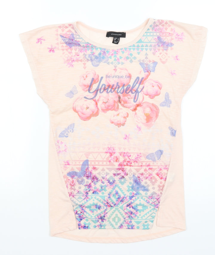Atmosphere Womens Pink   Basic T-Shirt Size 6  - Be Unique Be Yourself
