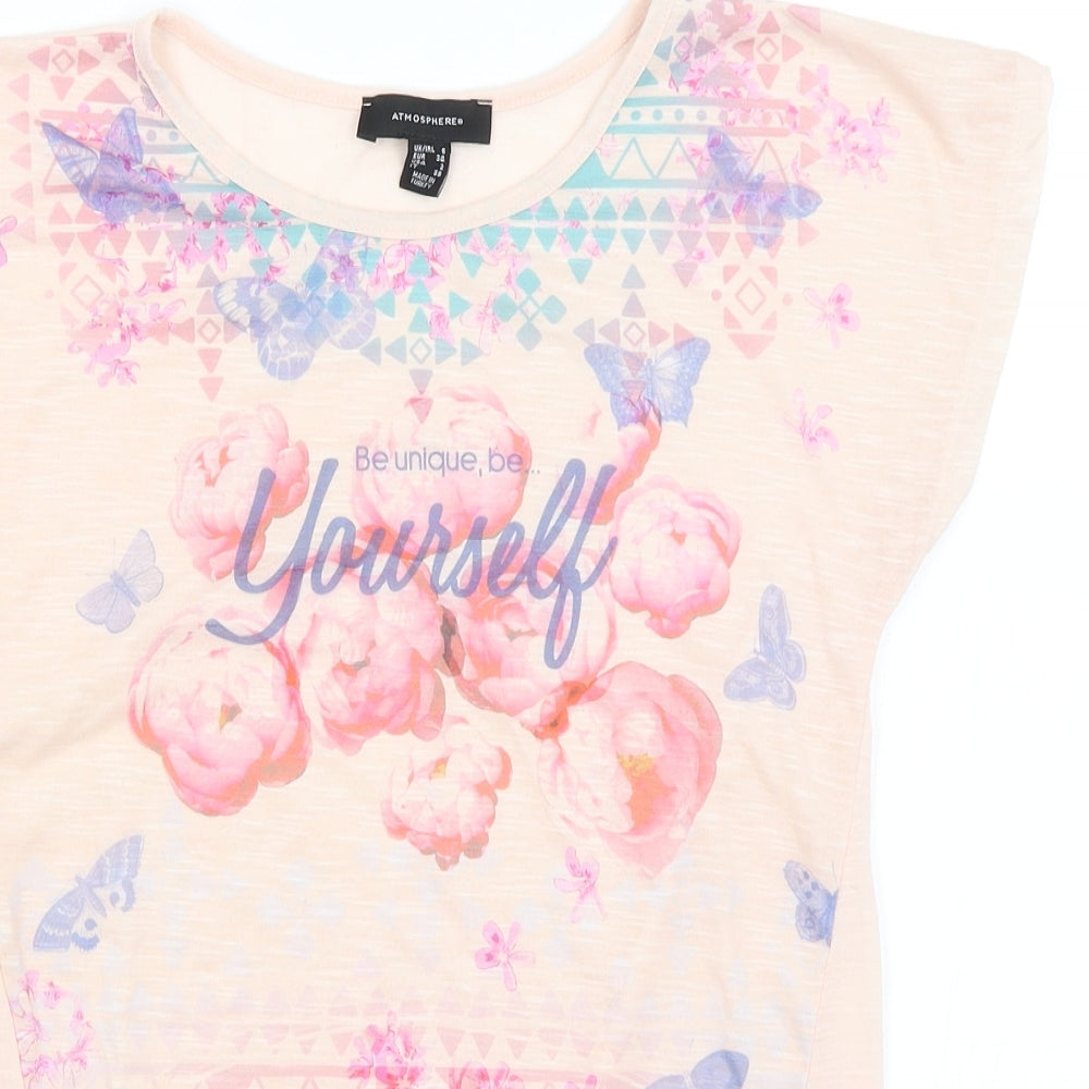 Atmosphere Womens Pink   Basic T-Shirt Size 6  - Be Unique Be Yourself