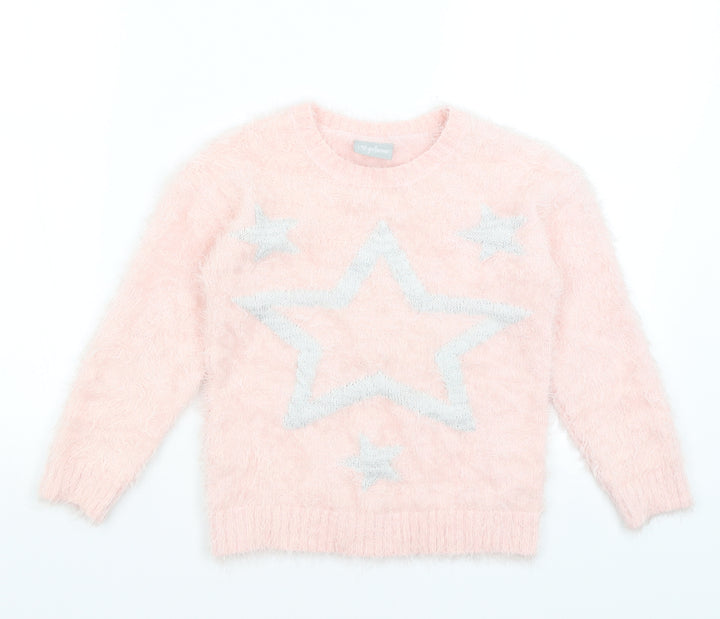 Matalan Girls Pink   Pullover Jumper Size 7 Years  - Stars