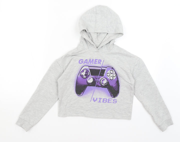 George Girls Grey   Pullover Hoodie Size 7-8 Years  - Gamer Vibes