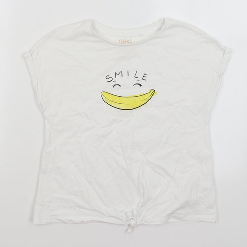 NEXT Girls White   Basic T-Shirt Size 9 Years  - Smile
