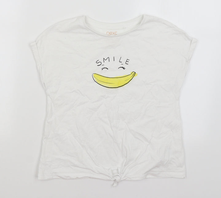 NEXT Girls White Basic T-Shirt Size 9 Years - Smile