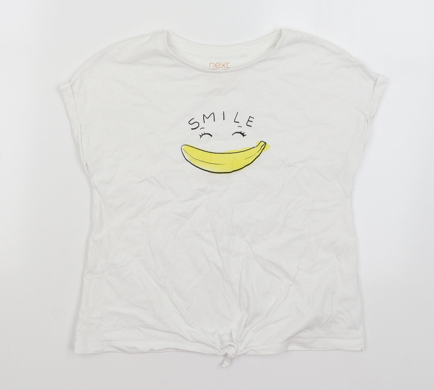 NEXT Girls White   Basic T-Shirt Size 9 Years  - Smile