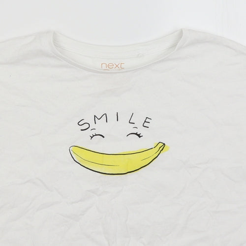 NEXT Girls White   Basic T-Shirt Size 9 Years  - Smile