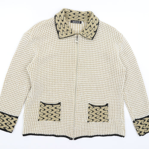Envy Womens Beige   Full Zip Jumper Size M