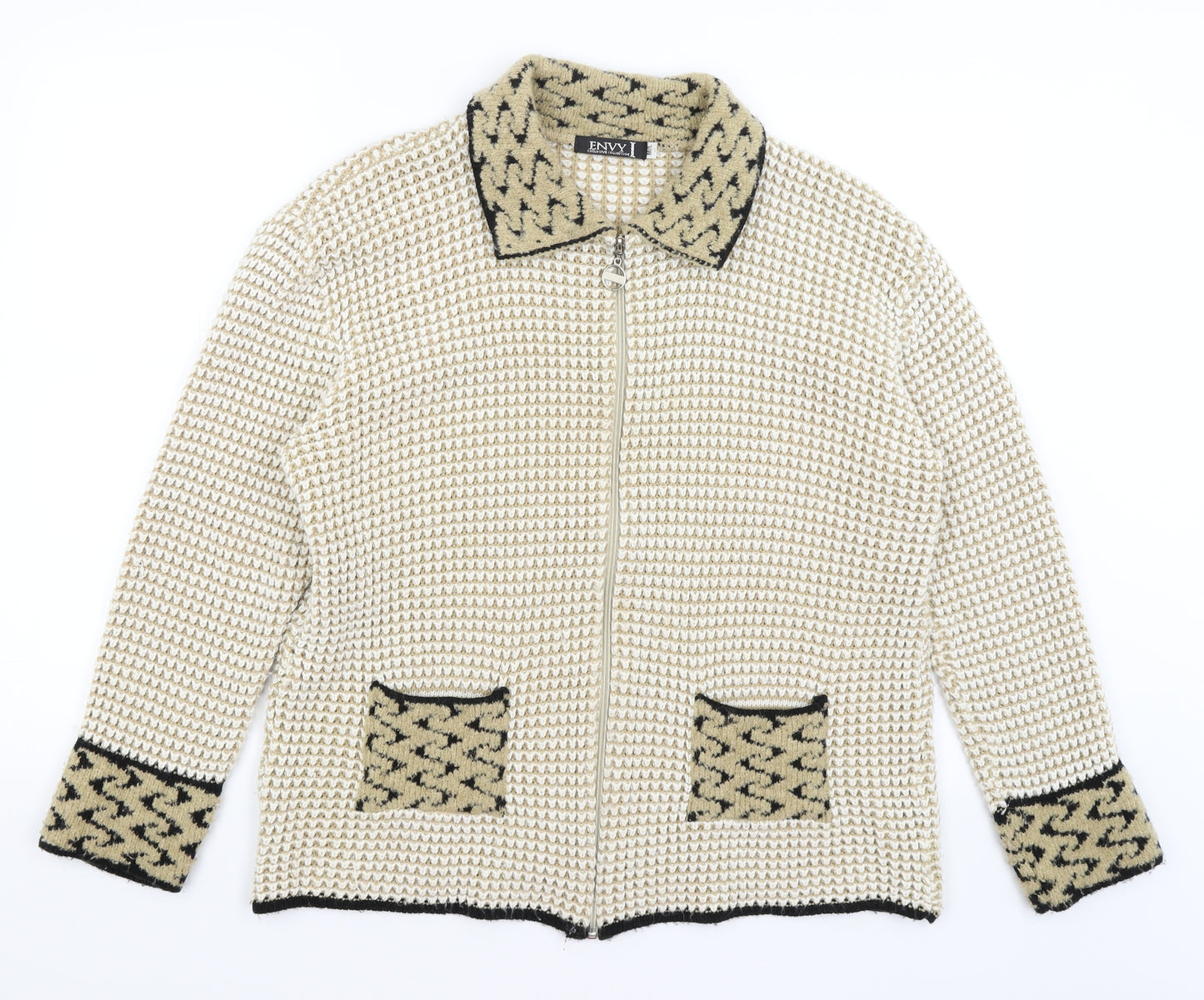 Envy Womens Beige   Full Zip Jumper Size M