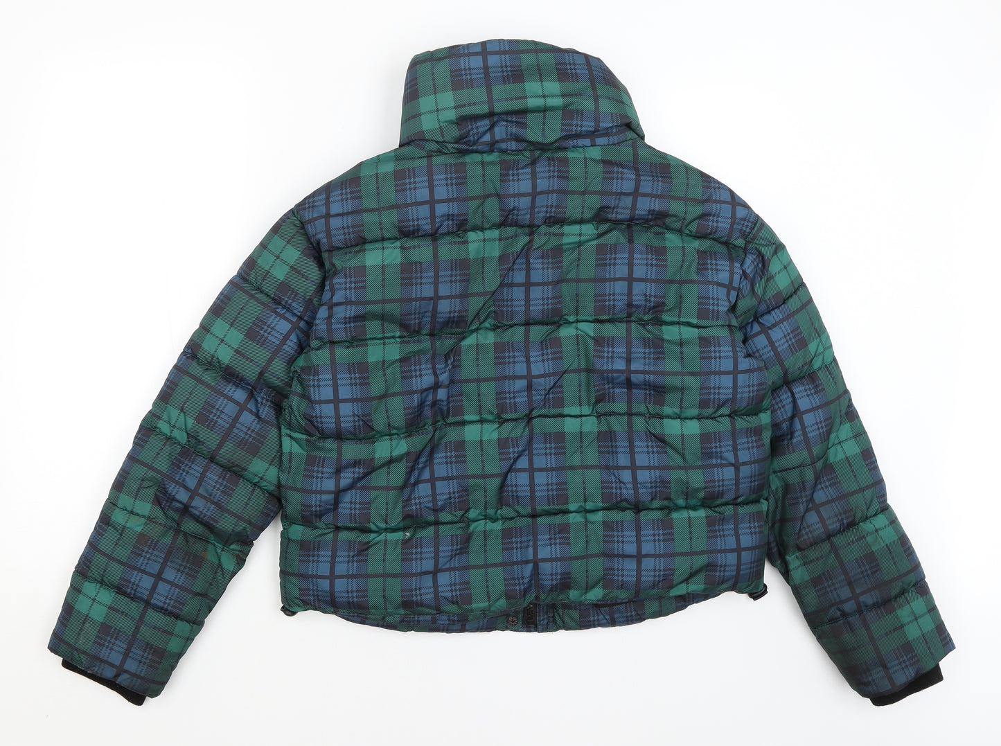 Primark Womens Green Plaid  Puffer Jacket Coat Size S