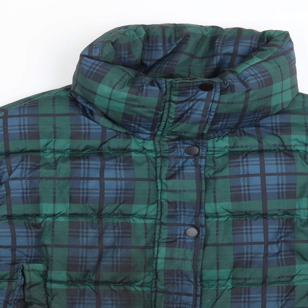 Primark Womens Green Plaid  Puffer Jacket Coat Size S