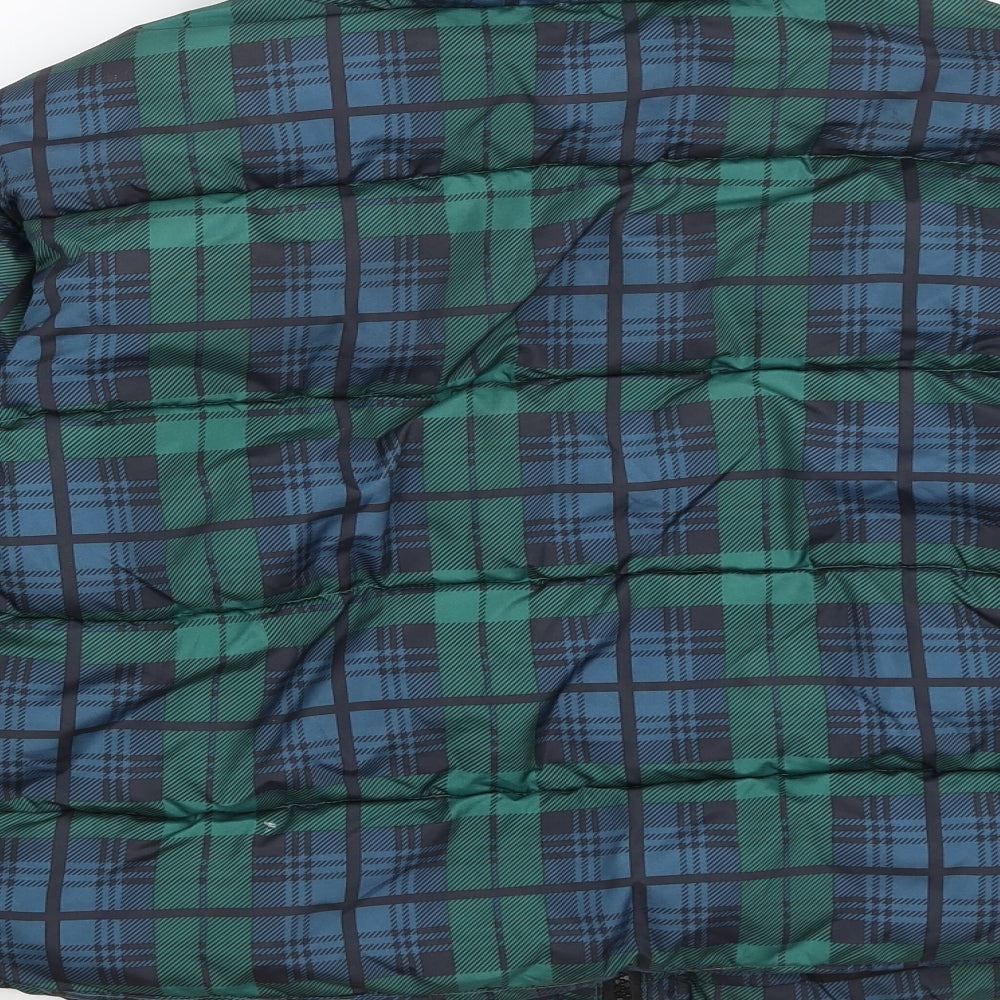 Primark Womens Green Plaid  Puffer Jacket Coat Size S