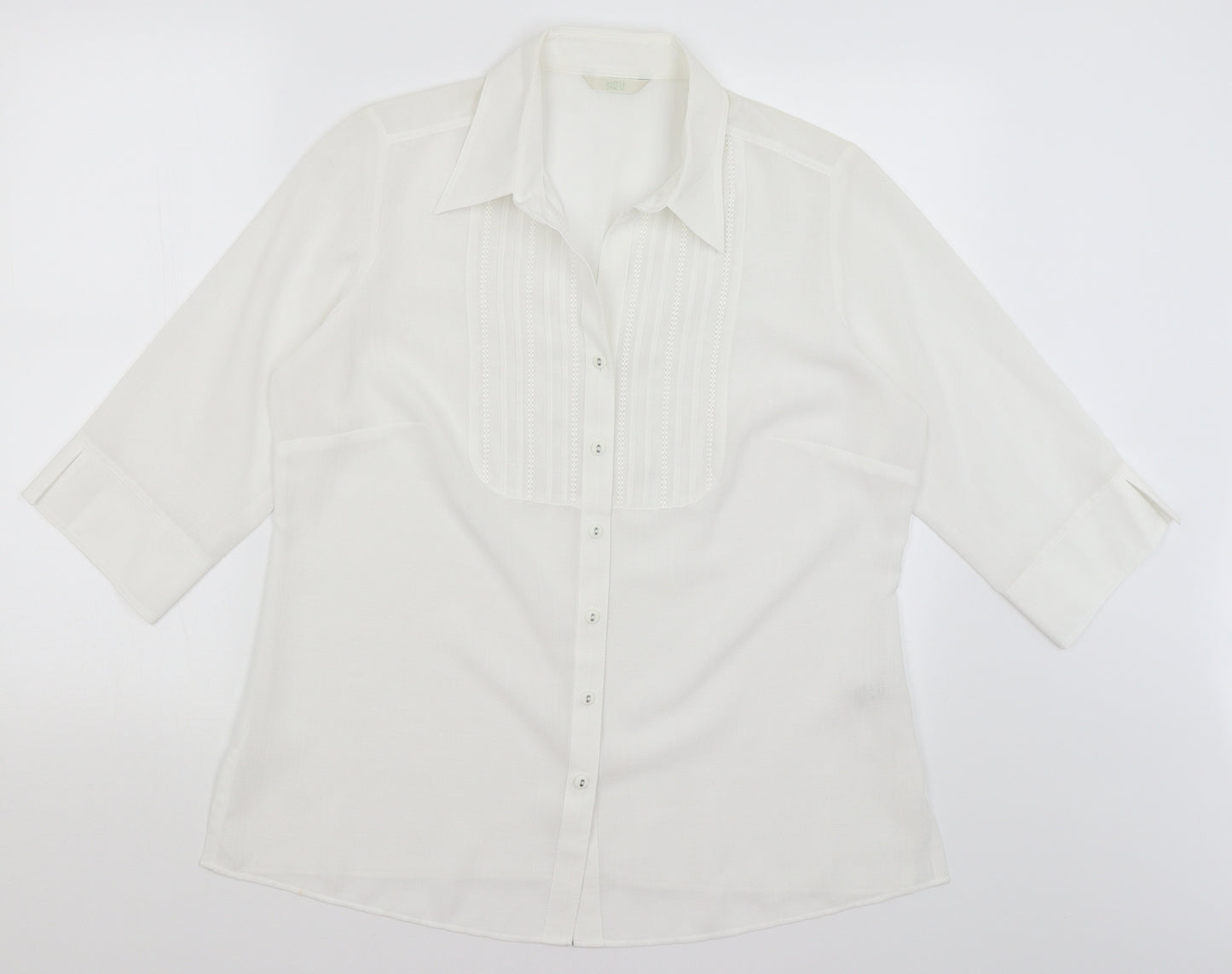 M&S Womens White   Basic Button-Up Size 16