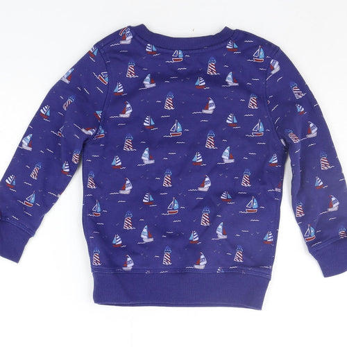 George Boys Blue Geometric  Pullover Jumper Size 3-4 Years