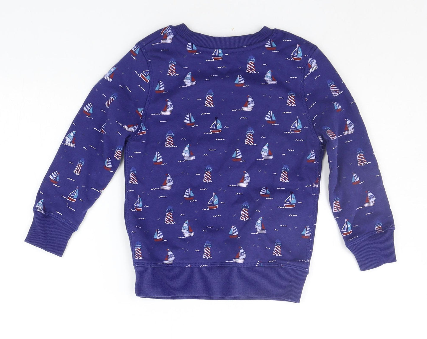 George Boys Blue Geometric  Pullover Jumper Size 3-4 Years