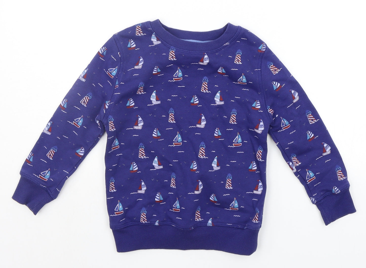 George Boys Blue Geometric  Pullover Jumper Size 3-4 Years