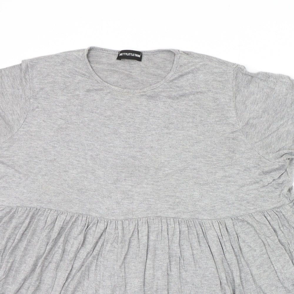 PRETTYLITTLETHING Womens Grey   Basic T-Shirt Size 8