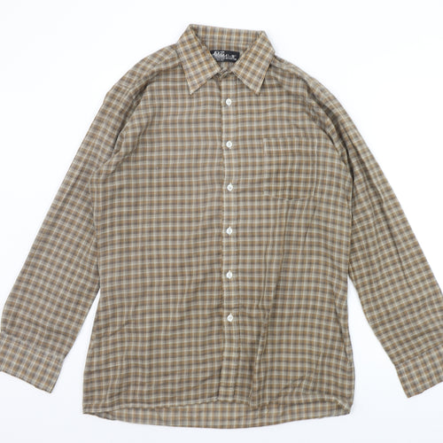 Asdale Mens Beige Check   Button-Up Size 16