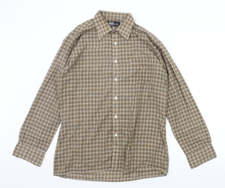 Asdale Mens Beige Check Button-Up Size 16