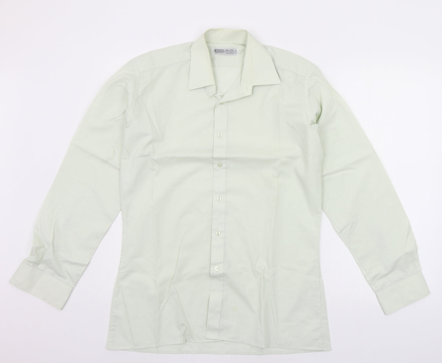 TESCO Mens Green    Button-Up Size 15