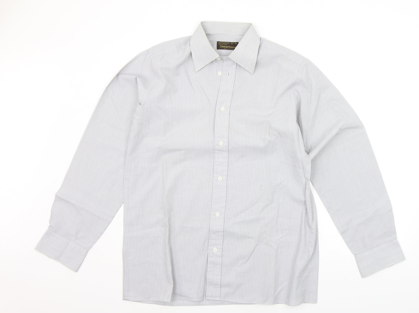 Debenhams Mens Grey Striped   Button-Up Size 16