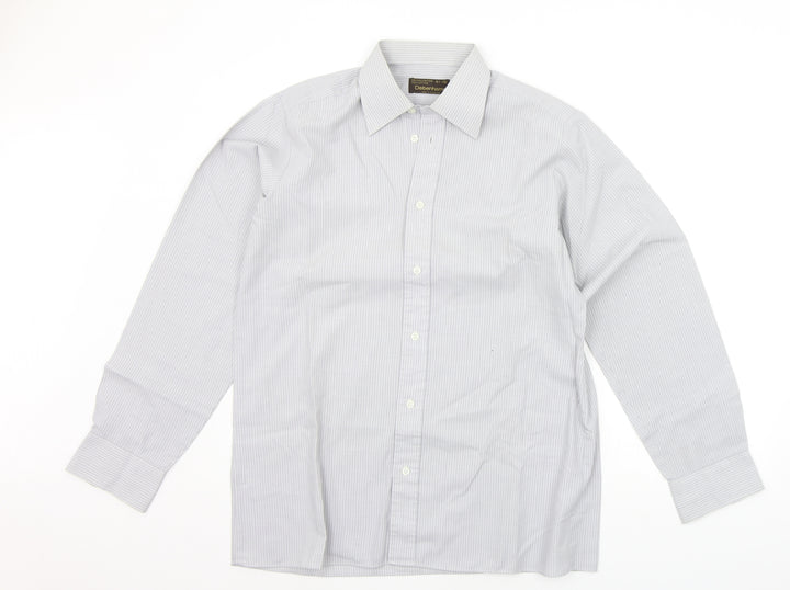 Debenhams Mens Grey Striped   Button-Up Size 16