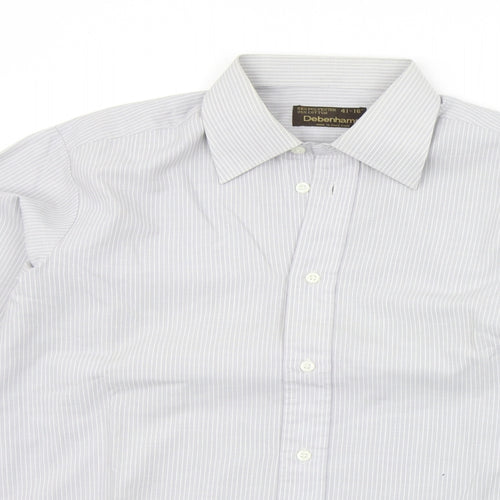 Debenhams Mens Grey Striped   Button-Up Size 16