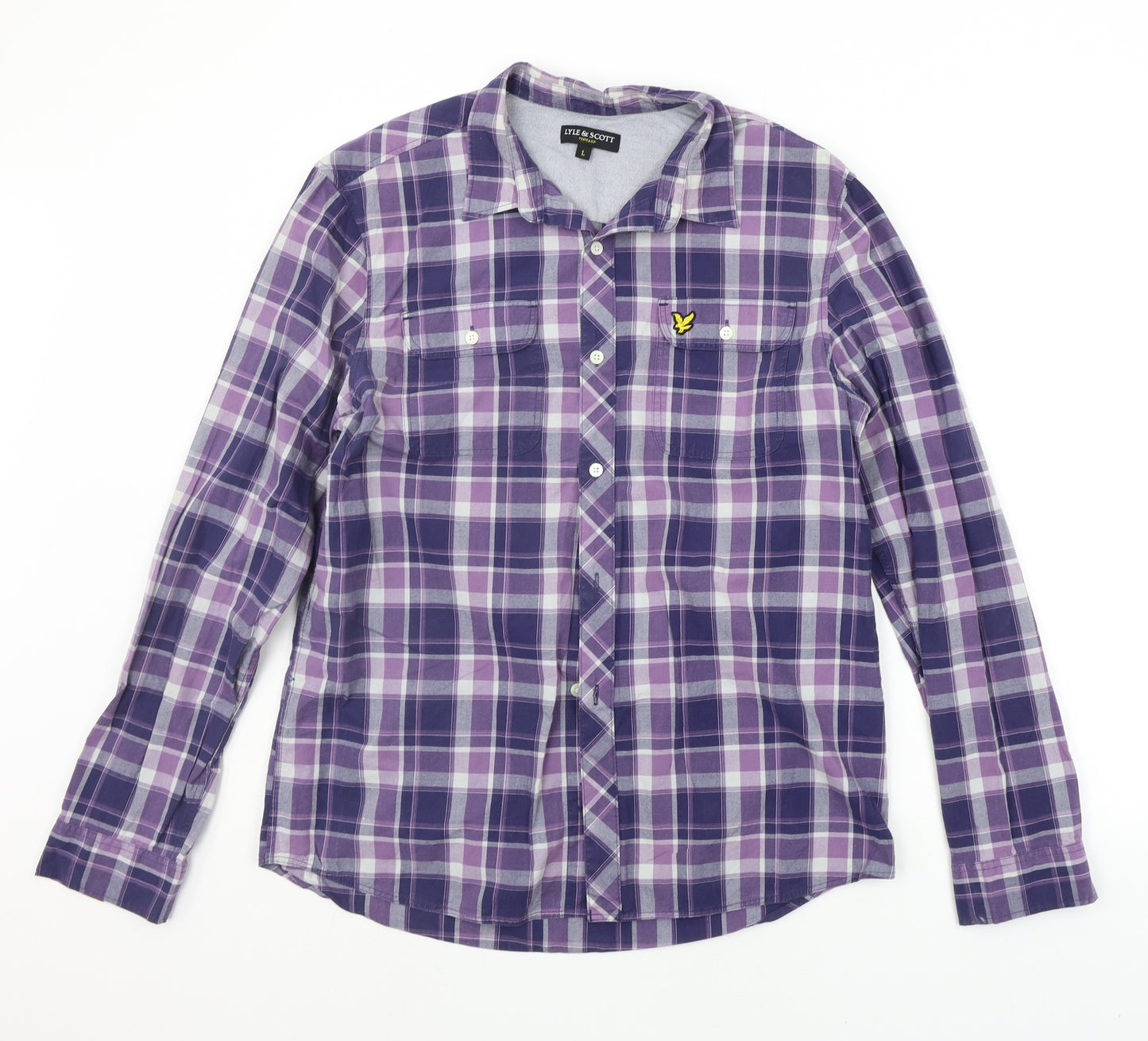 lyle  Mens Purple Check   Button-Up Size L