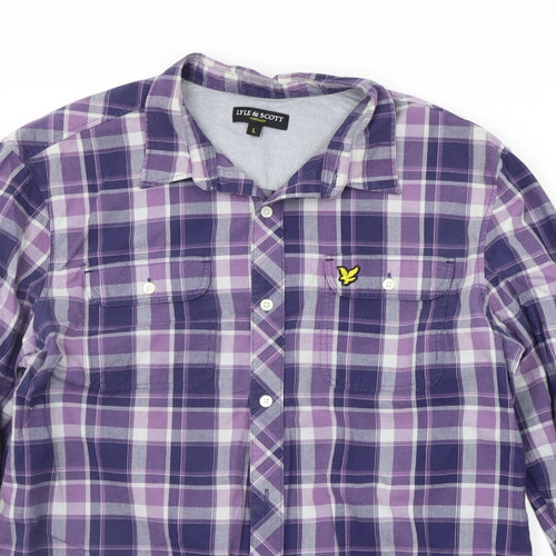 lyle  Mens Purple Check   Button-Up Size L