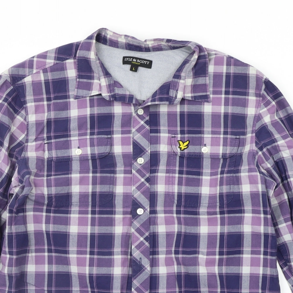 lyle  Mens Purple Check   Button-Up Size L
