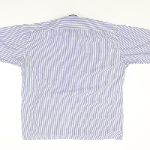 Marks and Spencer Mens Blue Striped   Button-Up Size 16.5