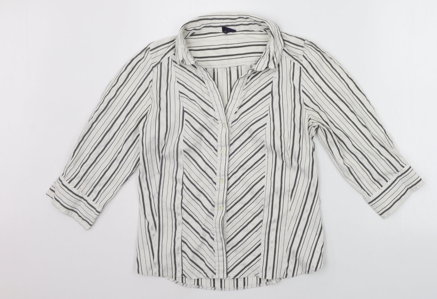 Debenhams Womens White Striped  Basic Button-Up Size 12