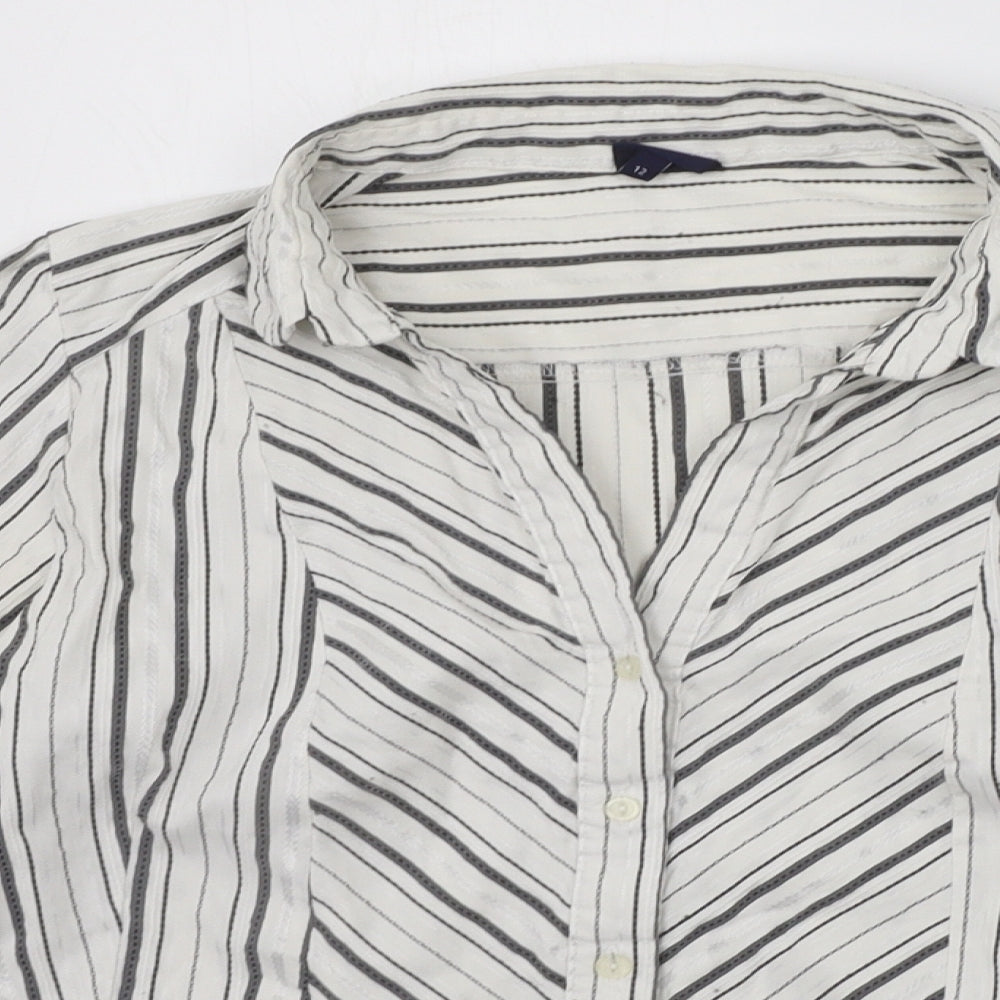 Debenhams Womens White Striped  Basic Button-Up Size 12