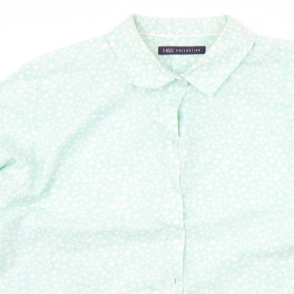 Marks and Spencer Mens Green Floral   Button-Up Size 18