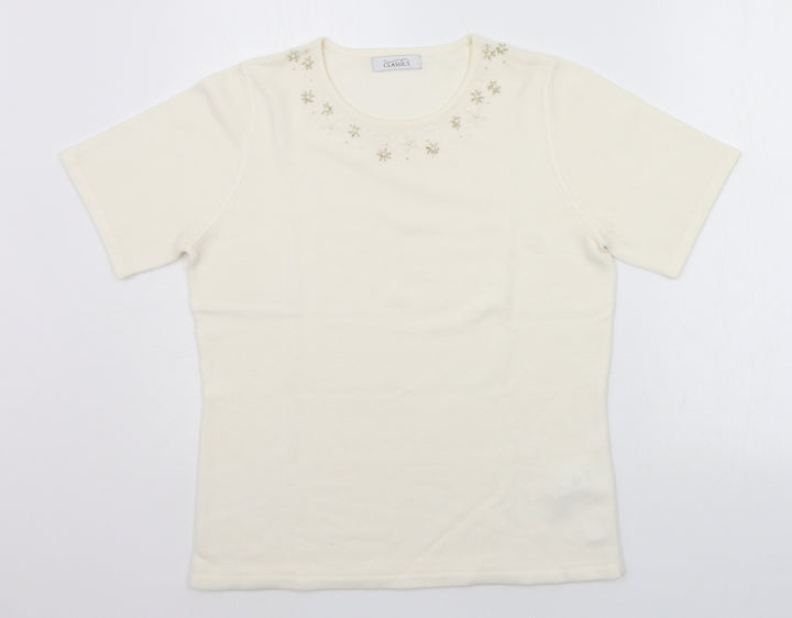 BHS Womens Beige Pullover Jumper Size 12 - jewl detail